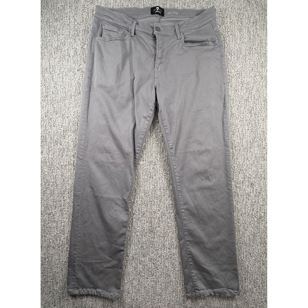7 For All Mankind Slimmy Pants Mens 36x31 Grey Luxe Sport Slim Fit